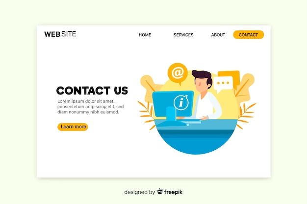 Contact us landing page with working man